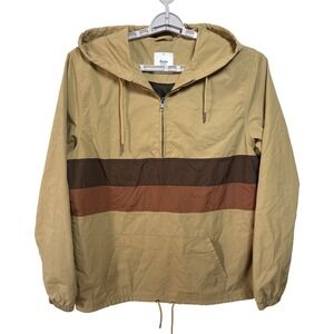 Katin Sunline Jacket Size Medium Pullover Nylon Shell Brass Tan Stripe‎ 1/4 Zip